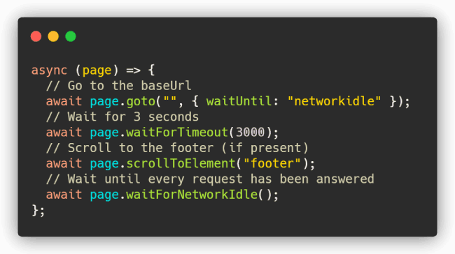 Code example of a GreenFrame scenario